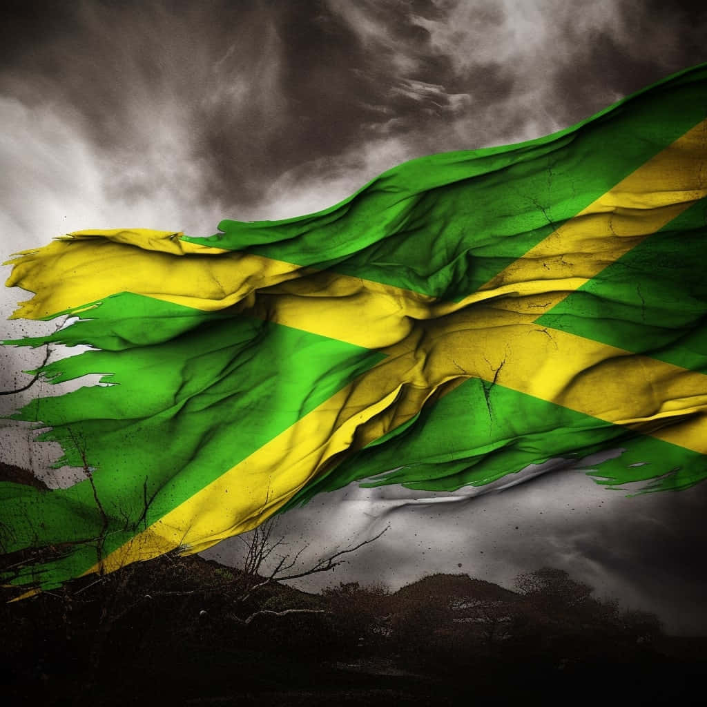 Jamaican_ Flag_ Dramatic_ Sky_ Background Wallpaper