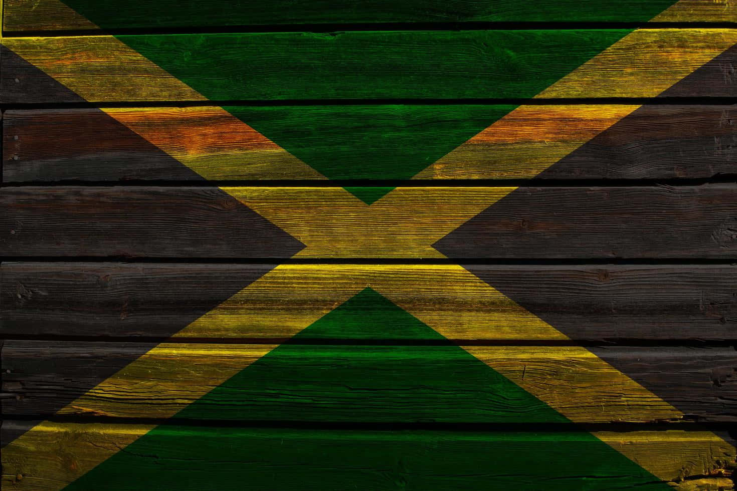 Jamaican Flag Wooden Texture Wallpaper