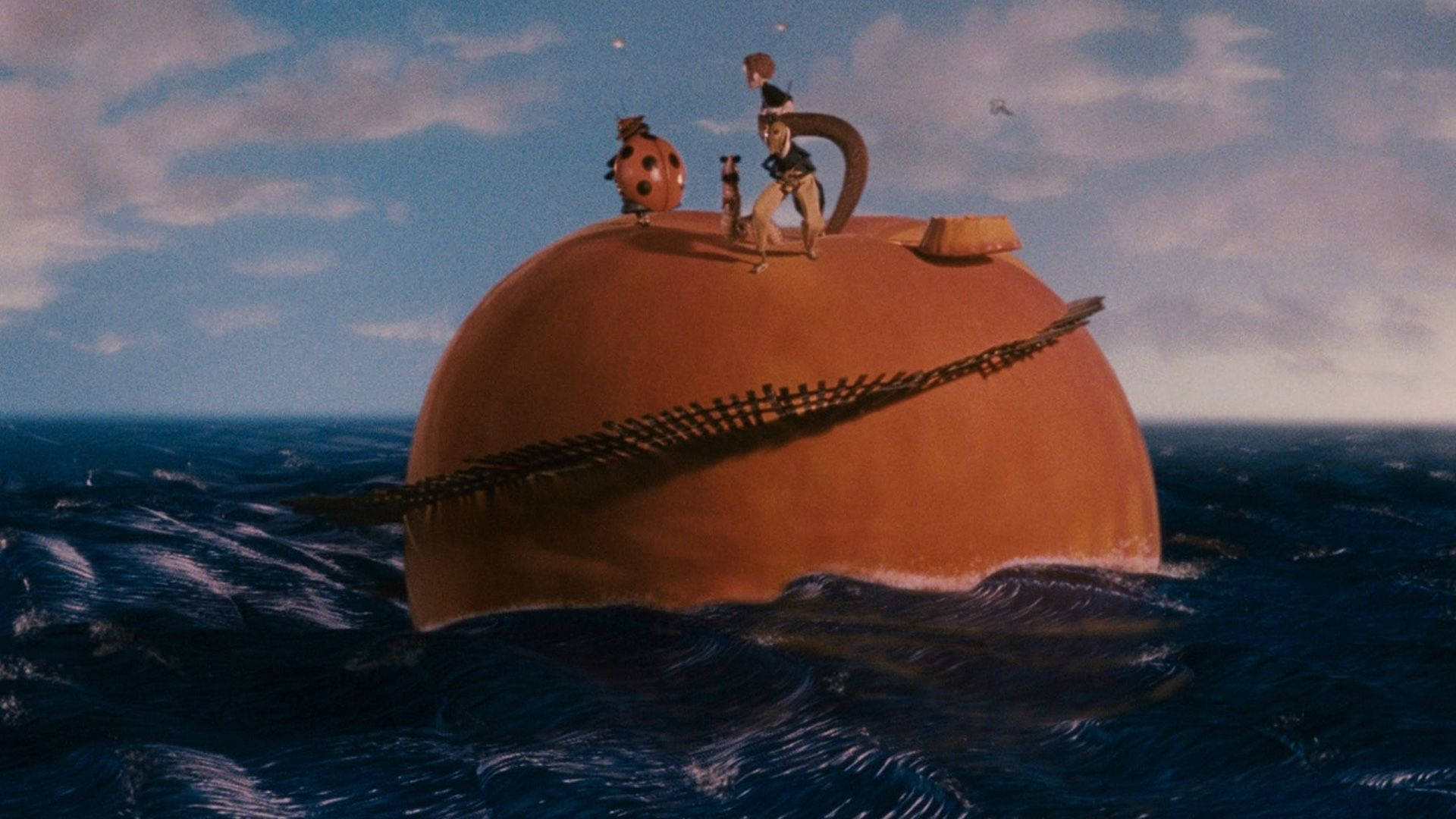 James And The Giant Peach At Sea Background