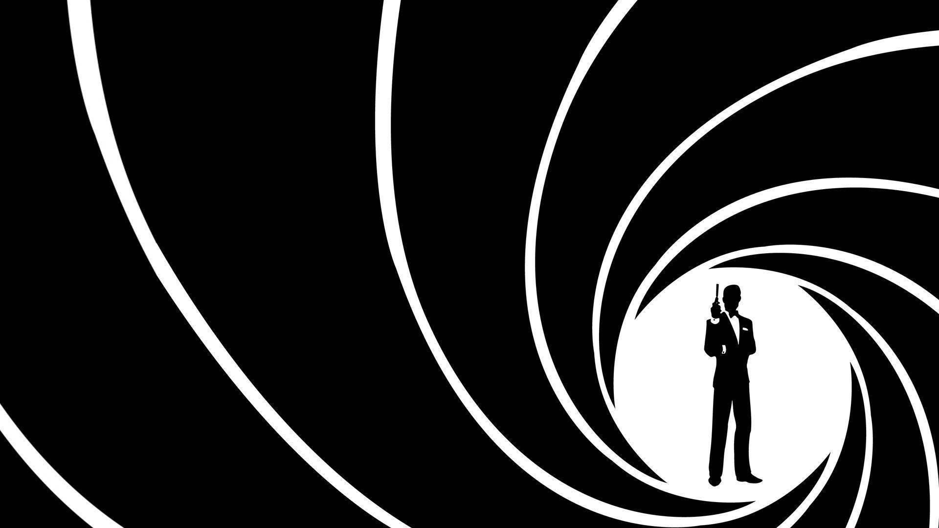 James Bond Sort Og Hvid Silhuet Tapet Wallpaper