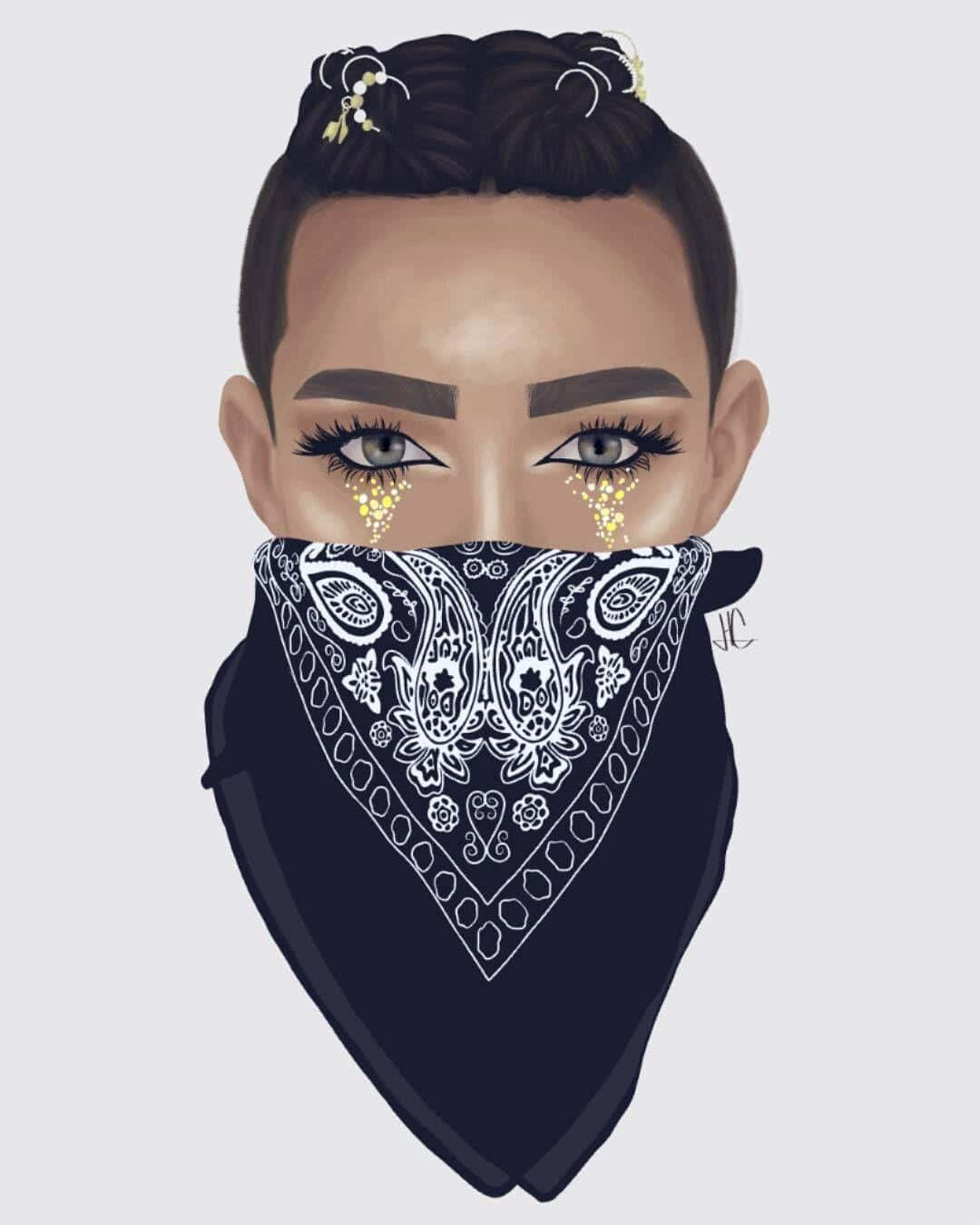 A Black Woman With A Bandana On Her Face Wallpaper