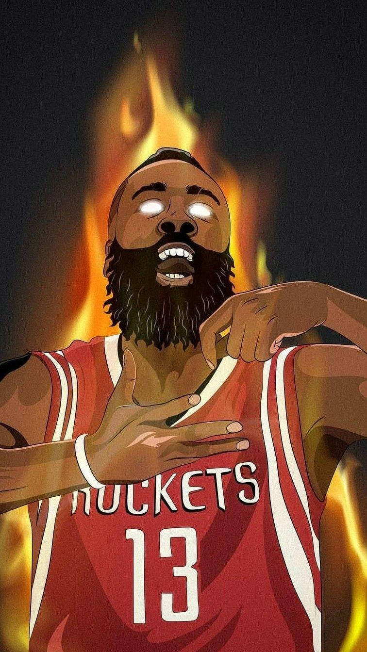 James Harden Animated Drawing Wallpaper