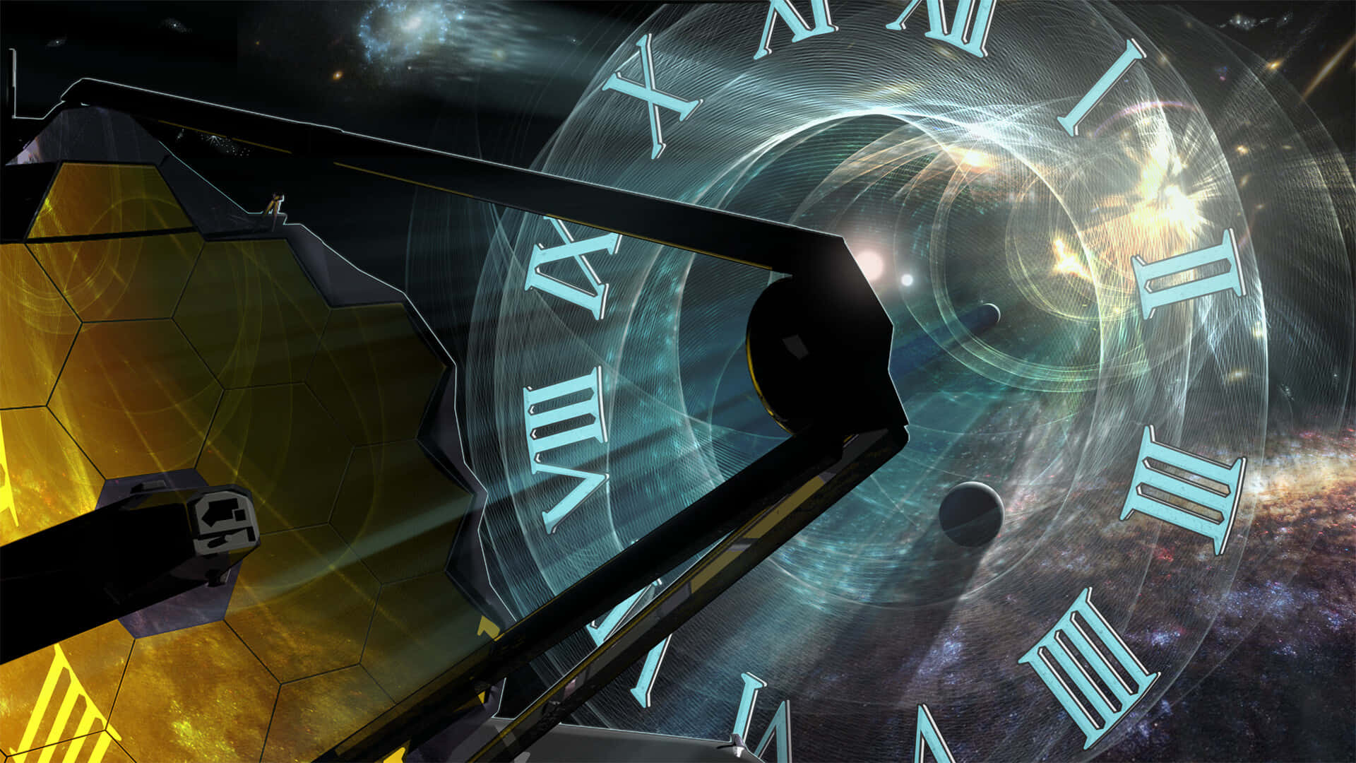 Immaginedi Un Orologio Con L'immagine Del Telescopio James Webb.