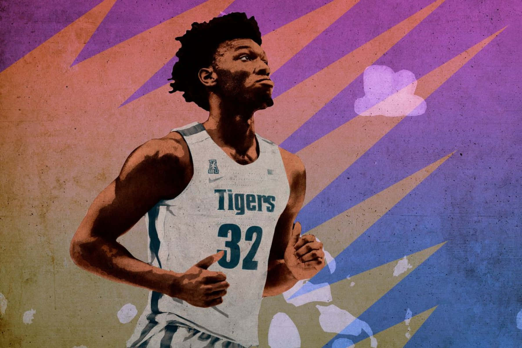 James Wiseman Tigers Basketball Art Wallpaper