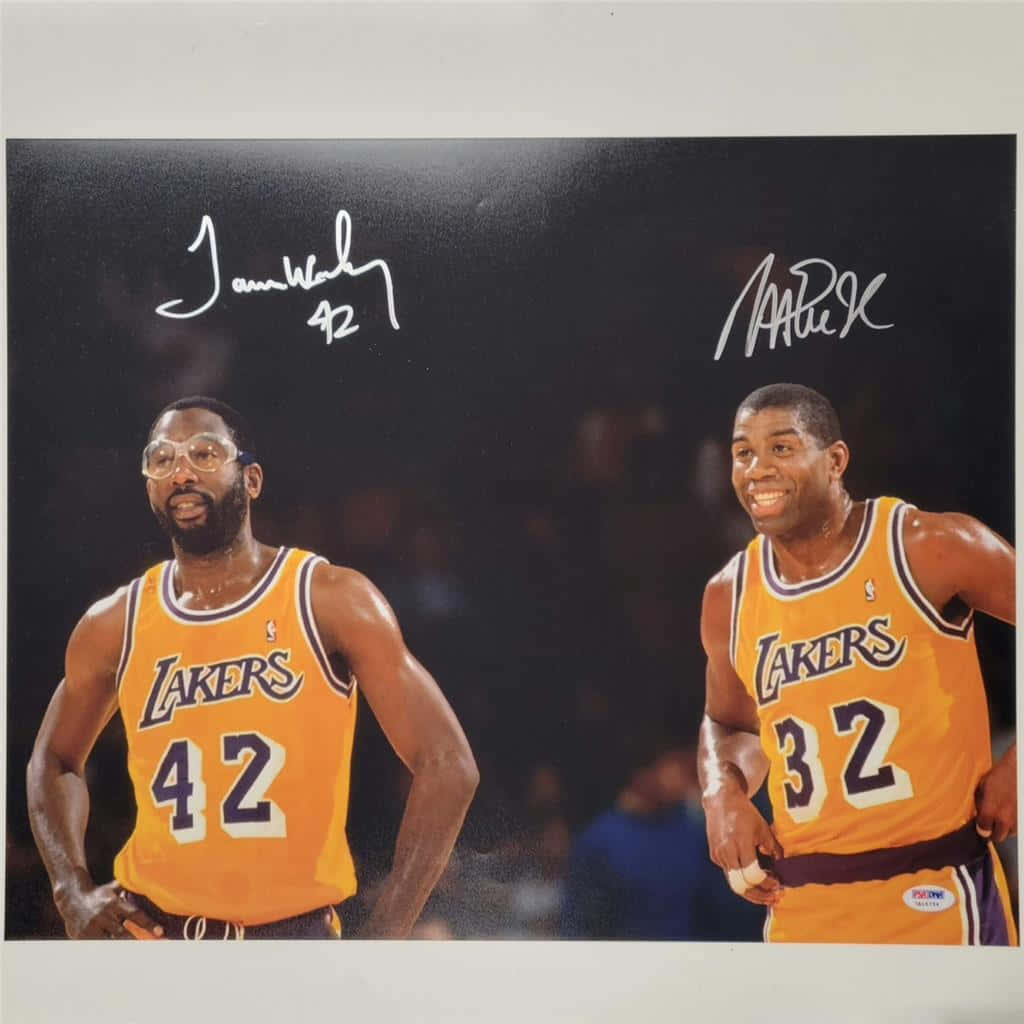 James Worthy Magic Johnson NBA Photo Card Wallpaper