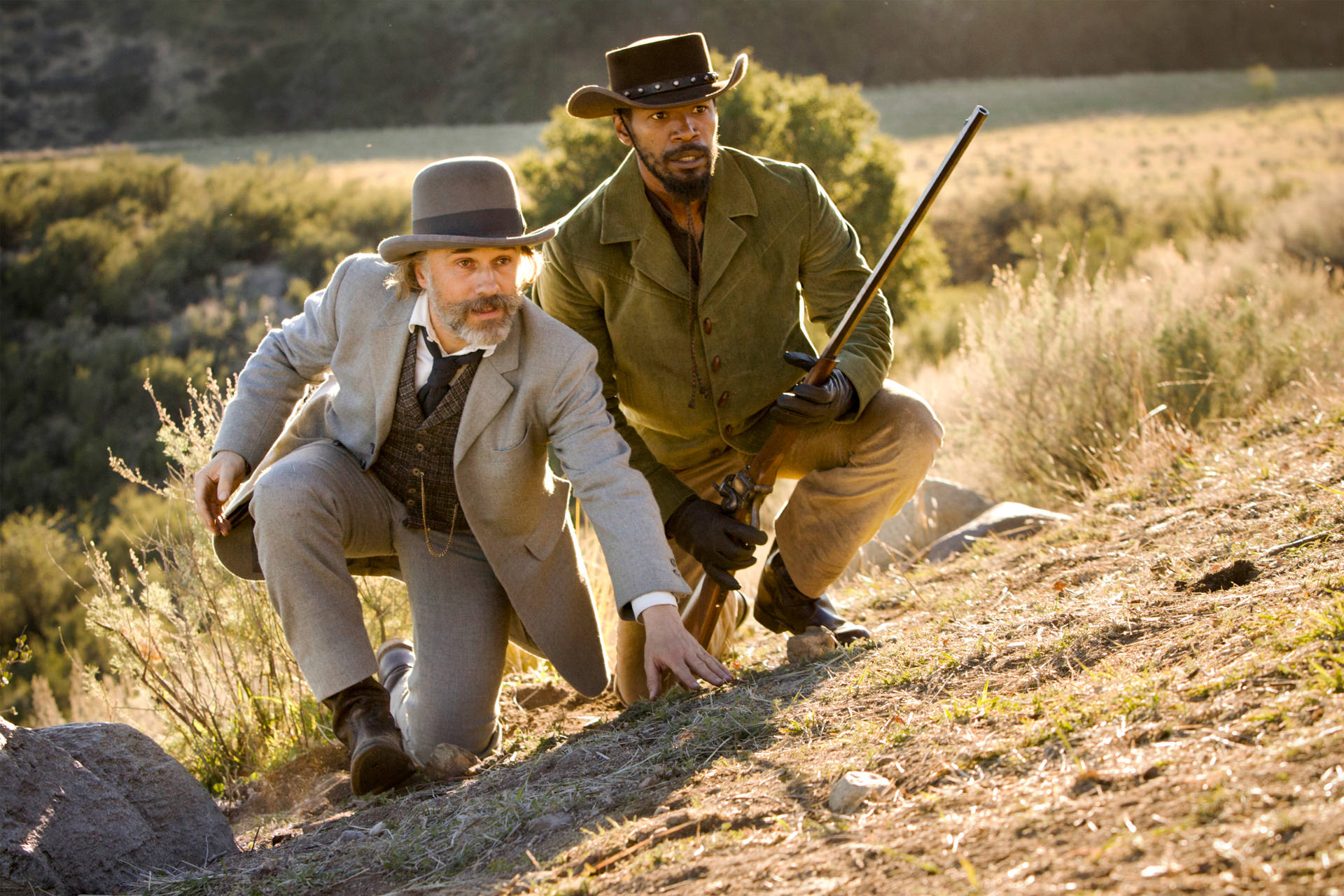 Jamie Foxx and Christoph Waltz in Django Unchained Wallpaper