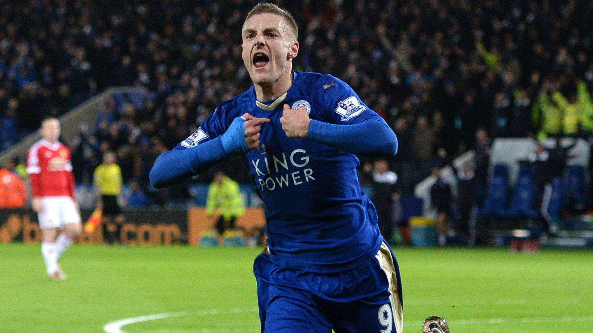 Jamie Vardy Pointing And Roaring Wallpaper