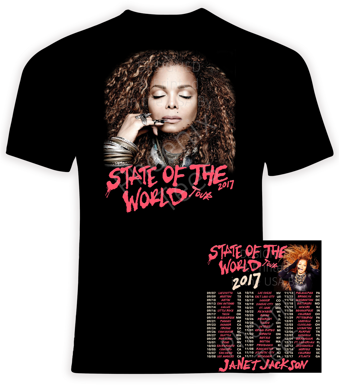 Janet Jackson Stateofthe World Tour T Shirt2017 PNG