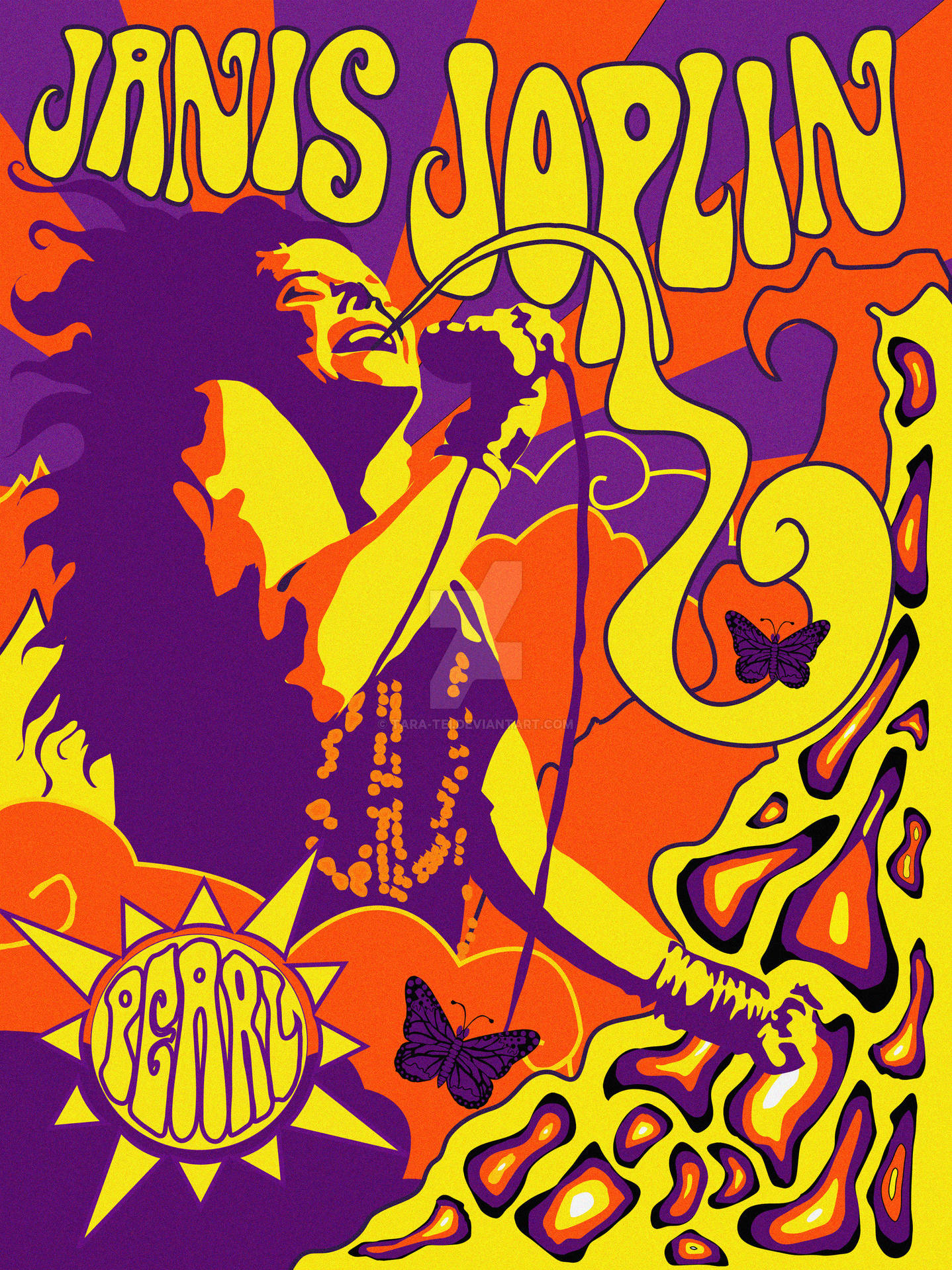 Janis Joplin Digital Cartoon Wallpaper