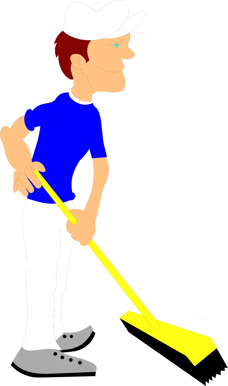 Janitor Cleaning With Broom Vector Illustration PNG