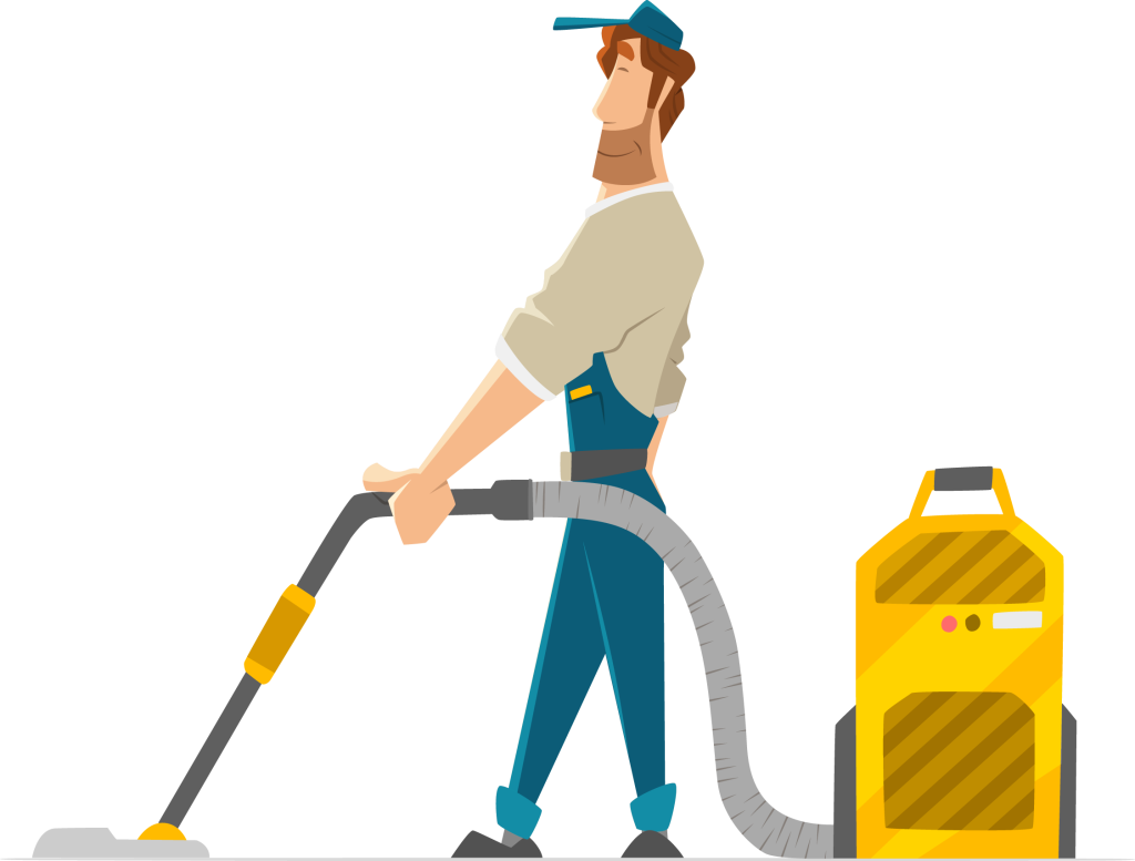 Janitor Cleaning With Vacuum Cleaner PNG