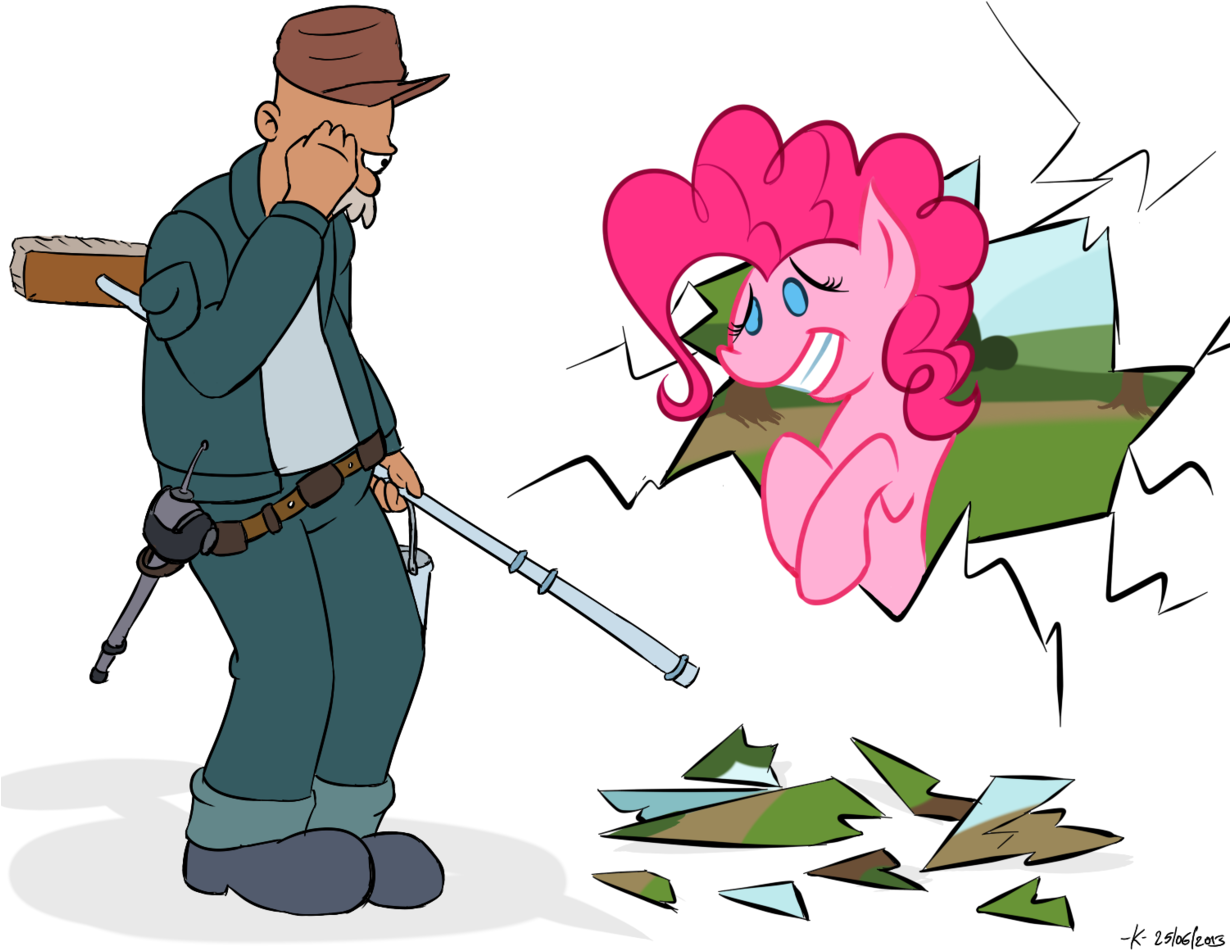 Janitor Surprisedby Pink Pony PNG