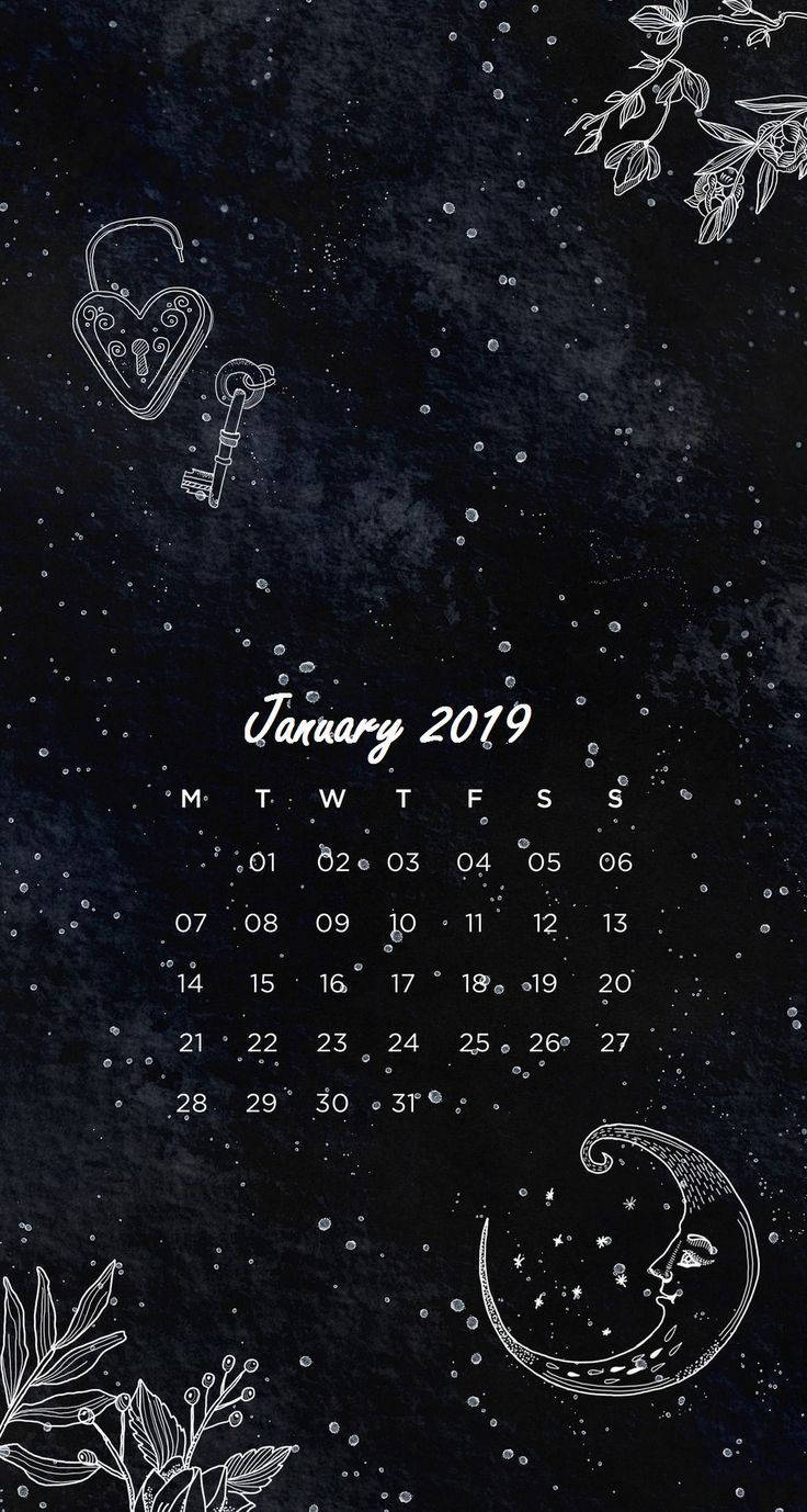 January 2019 Graphic In Pitch Black Wallpaper
