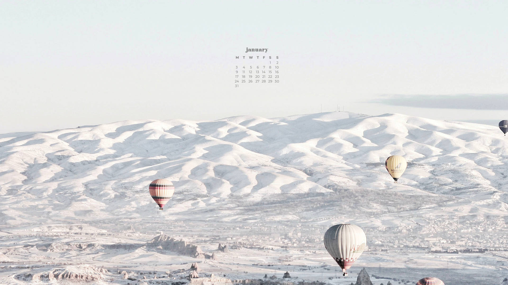 January 2022 Calendar Hot Air Balloons