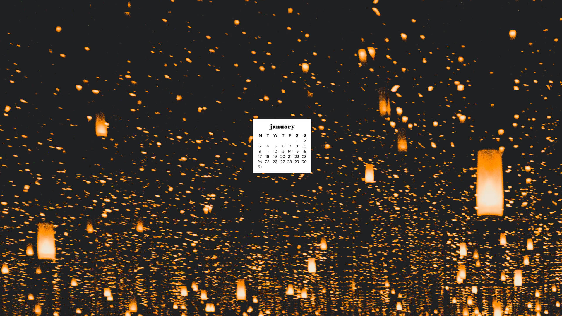 Embrace the New Year with the January 2022 calendar, decorated with beautiful lanterns. Wallpaper
