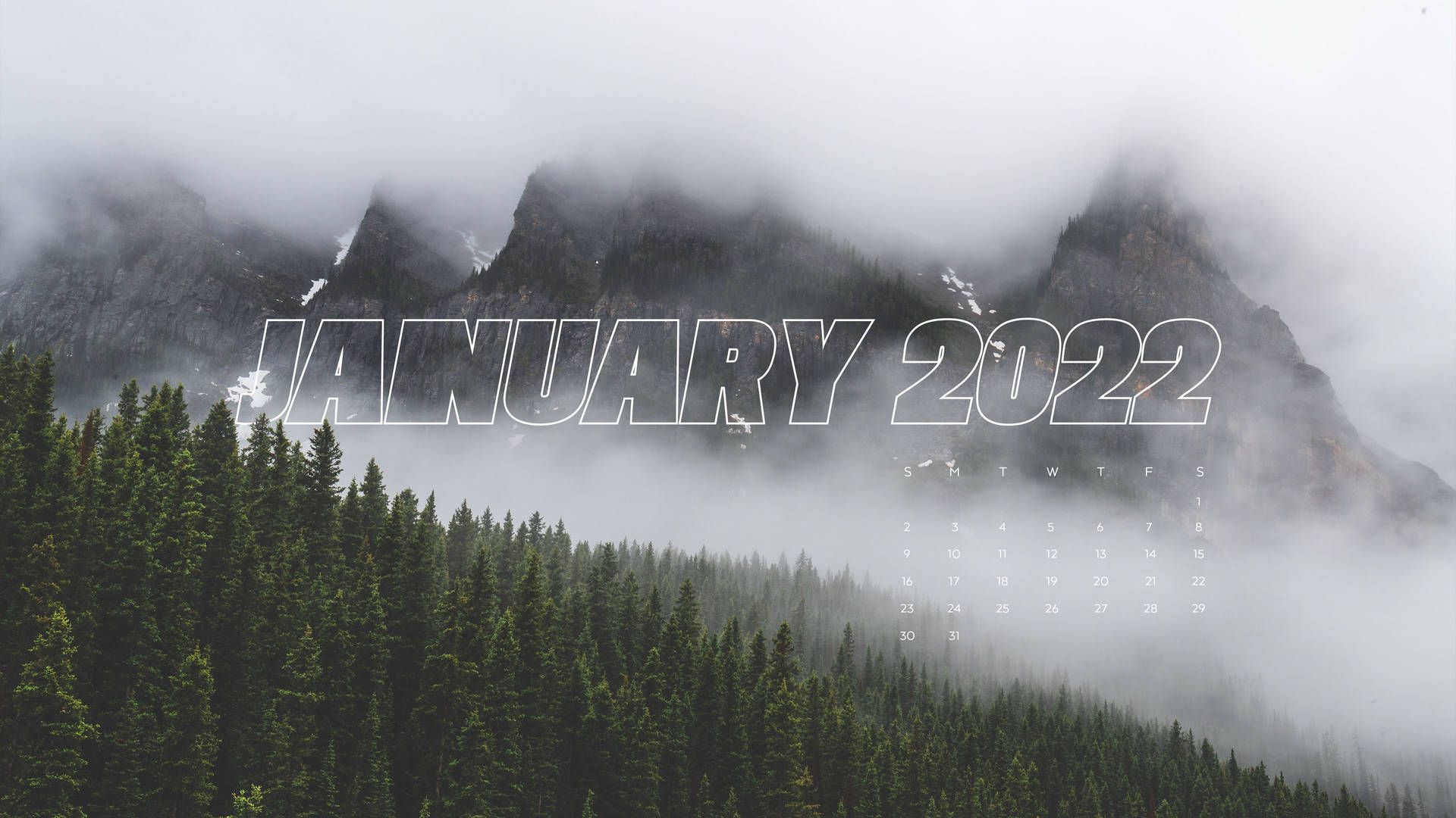 January 2022 Foggy Mountains Wallpaper