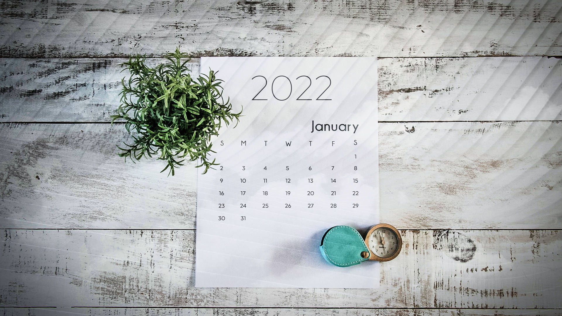 January 2022 Wooden Table Wallpaper