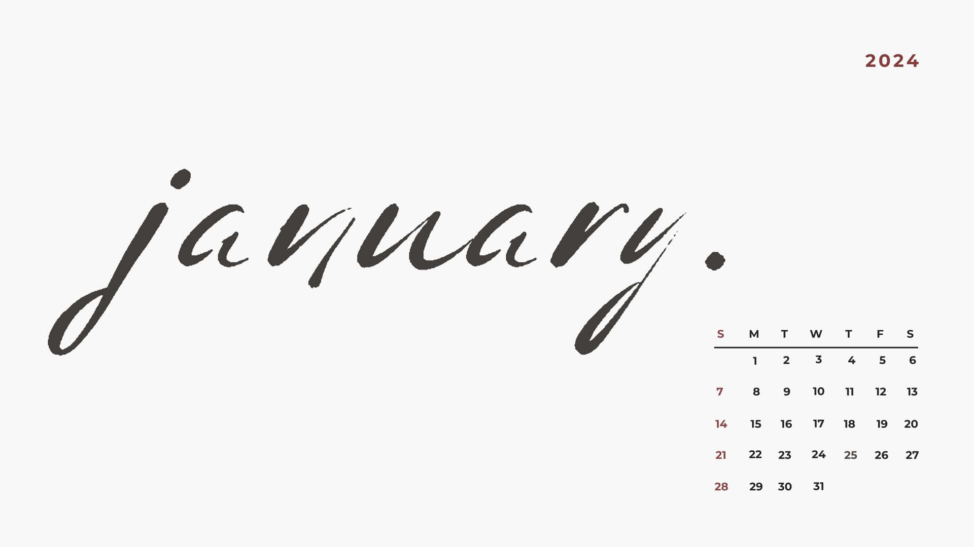 Download January_2024_ Calendar_ Minimalist_ Design Wallpaper ...