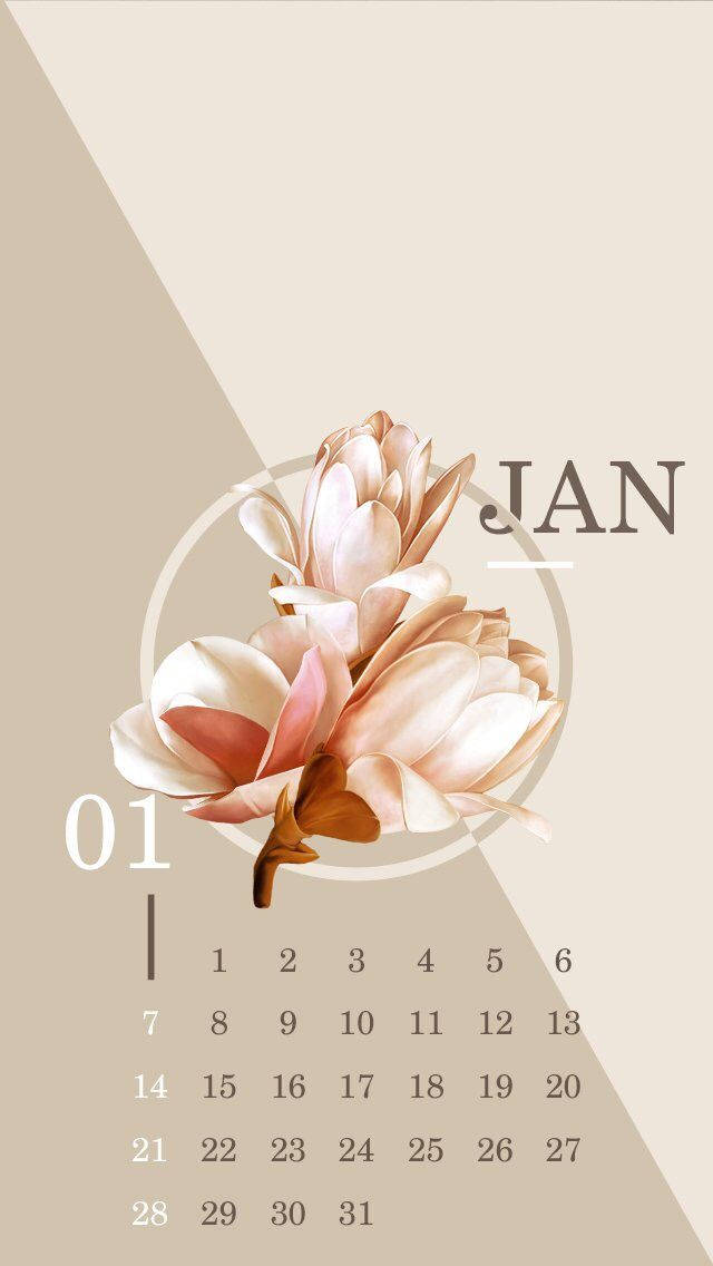 January Flower Calendar Wallpaper