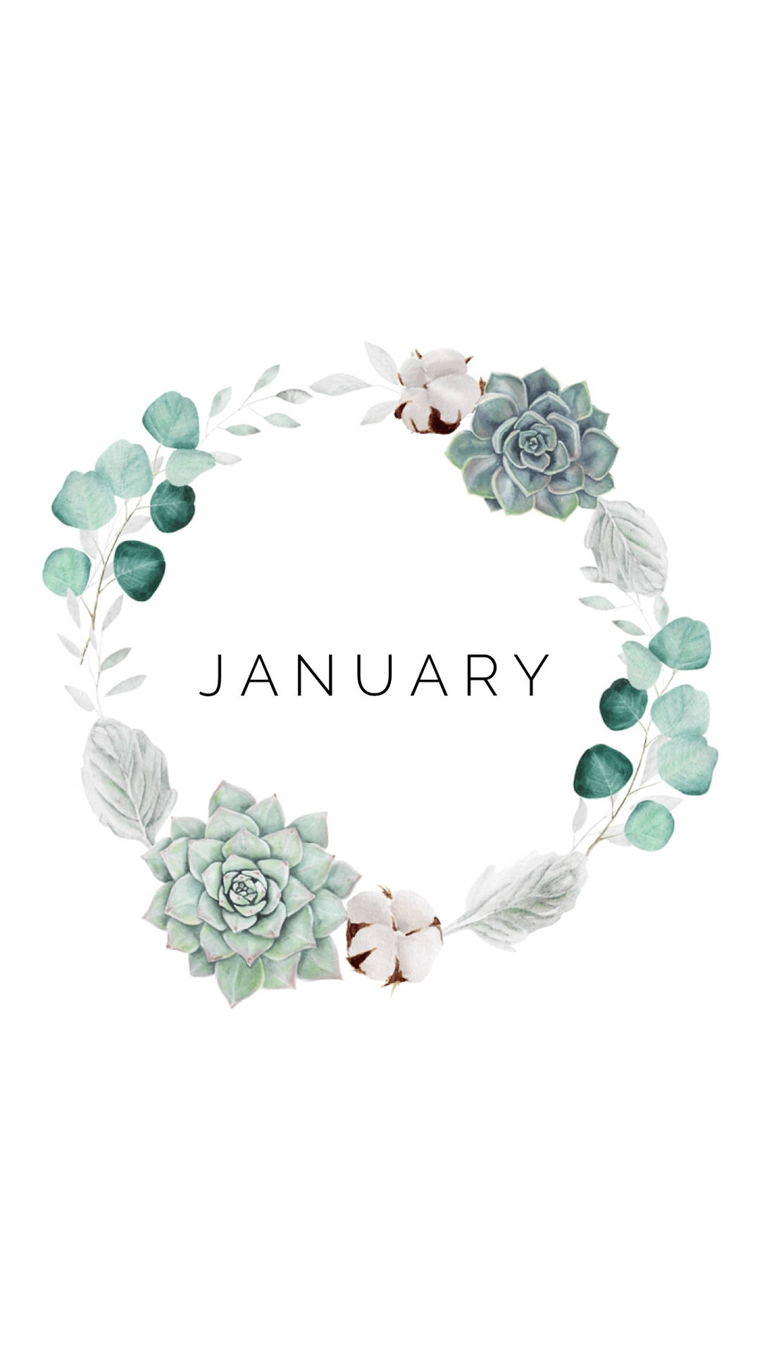January Green Wreath Wallpaper