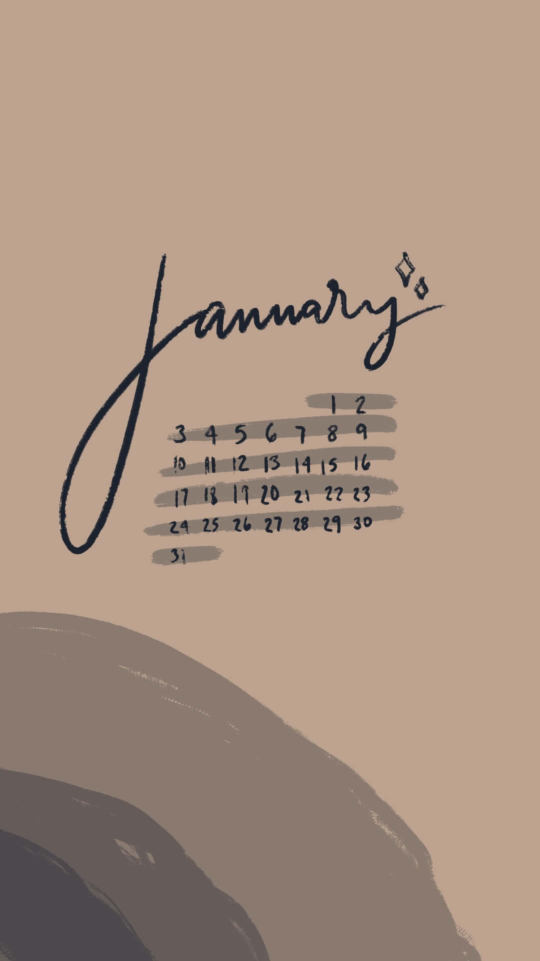 January Minimalist Calendar Art Wallpaper