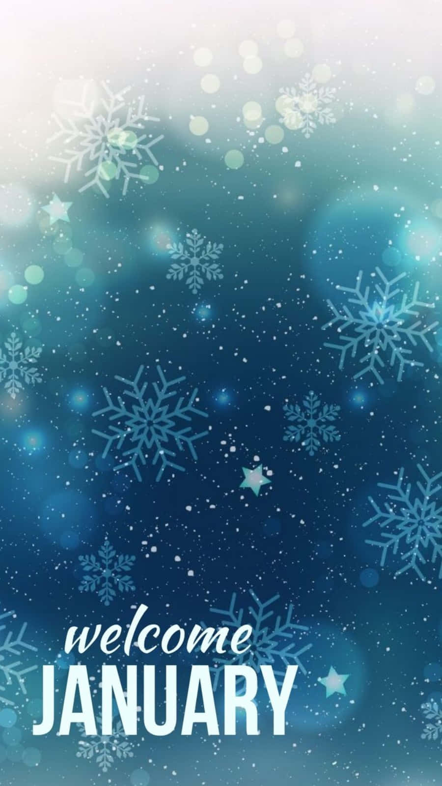 Blue Snowflake Welcome January Phone Wallpaper
