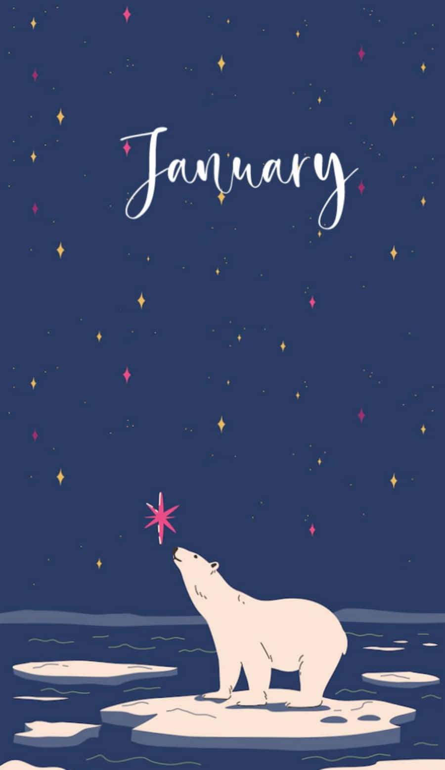 Polar Bear Art January Phone Wallpaper