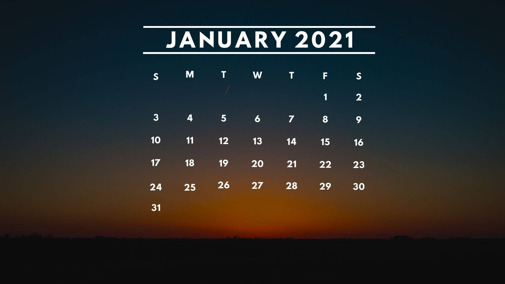 January Sunset 2021 Desktop Wallpaper
