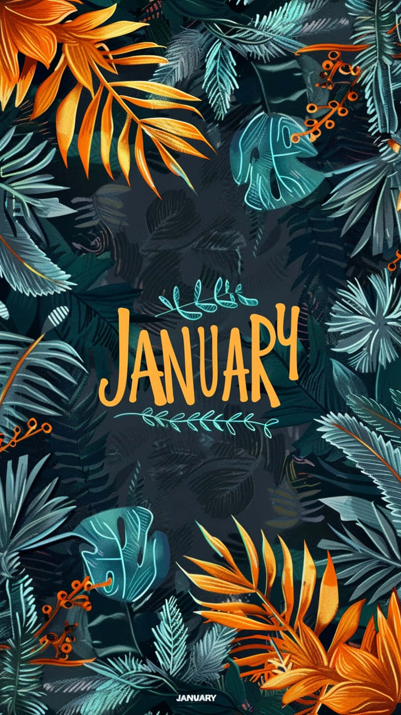 January Tropical Leaves Aesthetic Wallpaper
