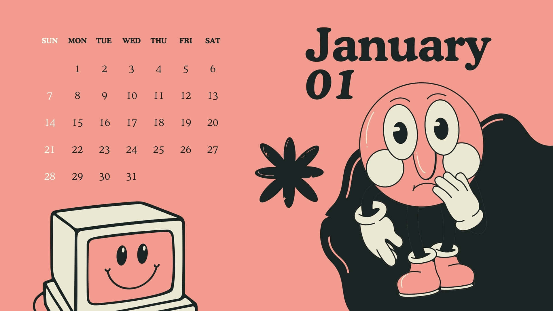 January2024 Calendar Cartoon Characters Wallpaper