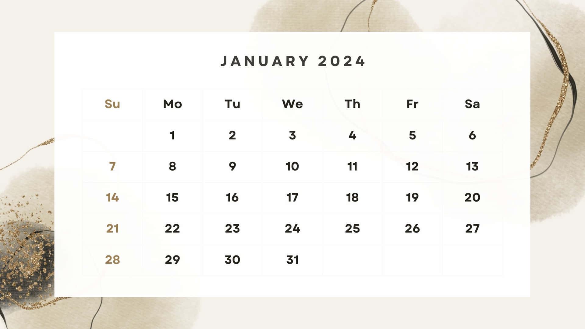 January2024 Calendar Elegant Design Wallpaper