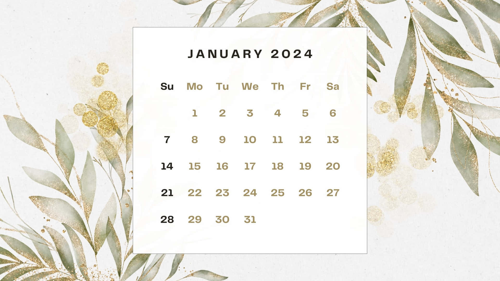 Januari2024 Kalender Bloemontwerp Achtergrond