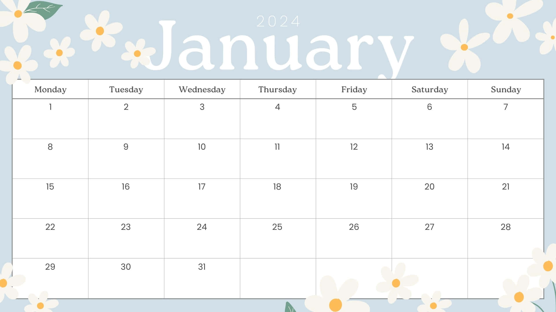 January2024 Calendar Floral Design Wallpaper