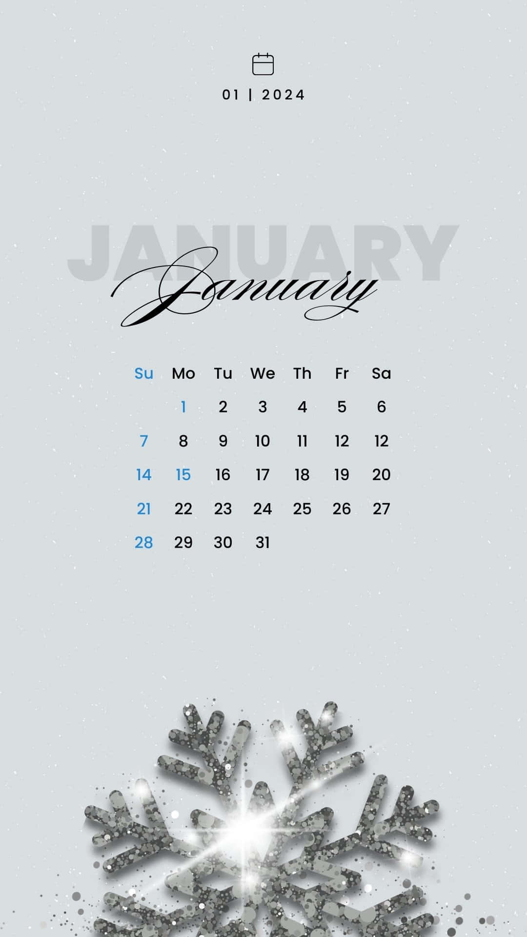 January2024 Calendar Snowflake Design Wallpaper