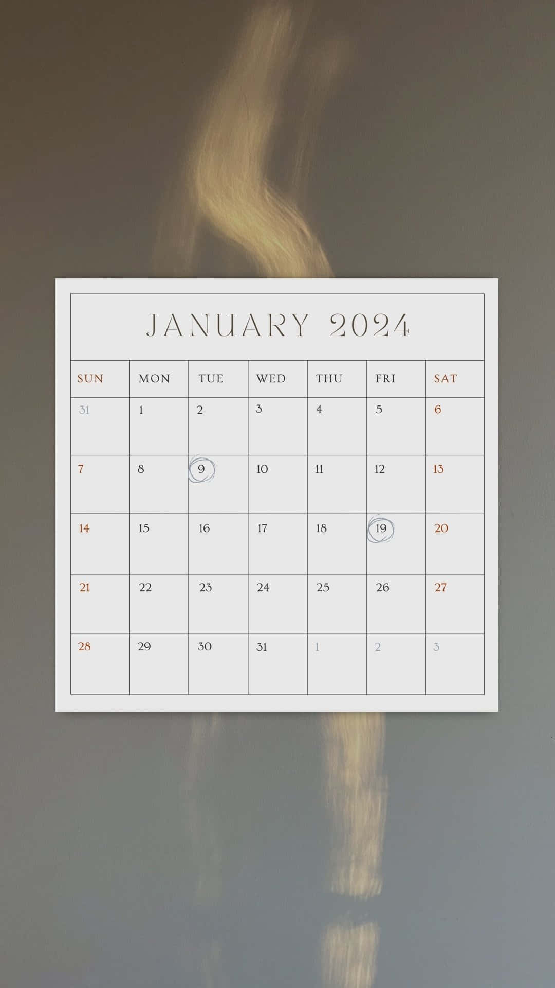 Kalender Januari 2024 Di Dinding Wallpaper