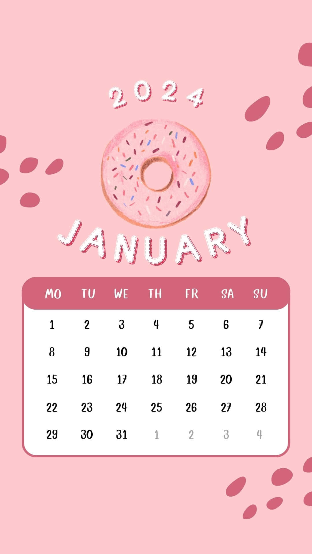 January2024 Donut Calendar Wallpaper