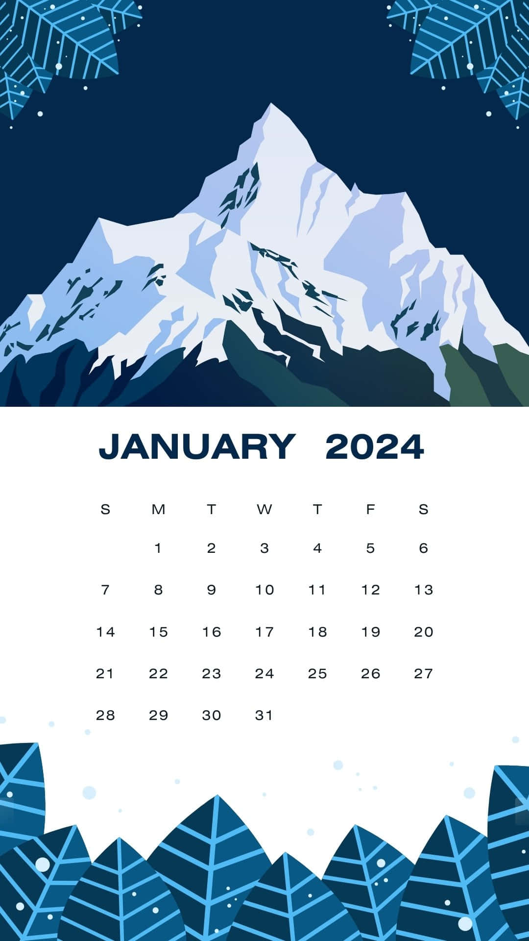 January2024 Mountain Calendar Wallpaper