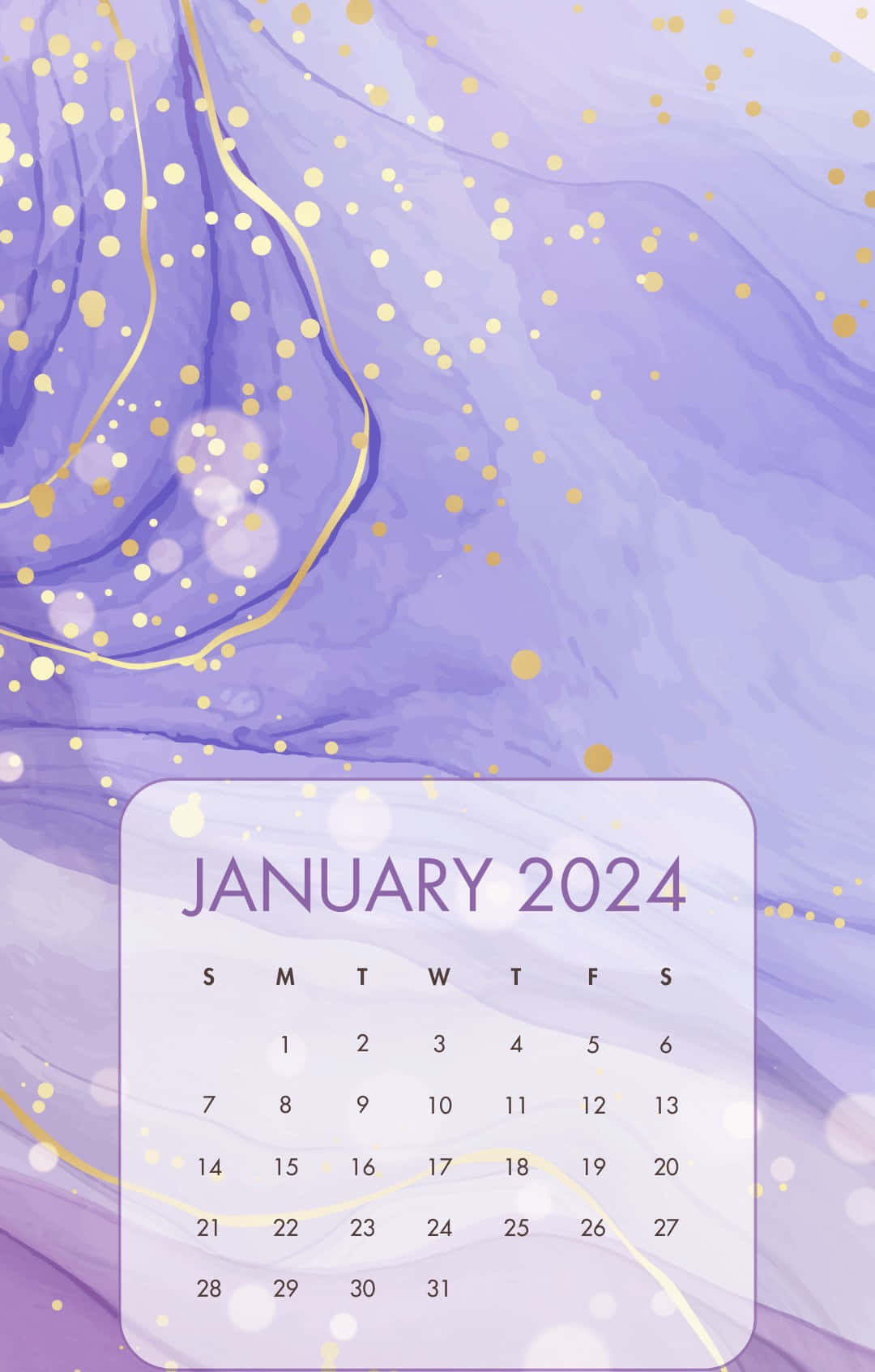 January2024 Purple Aesthetic Calendar Wallpaper