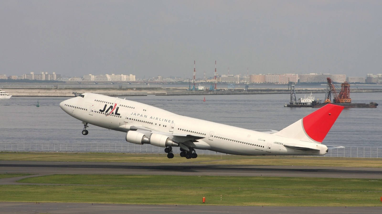 Japan Airlines Take Off Ground Background