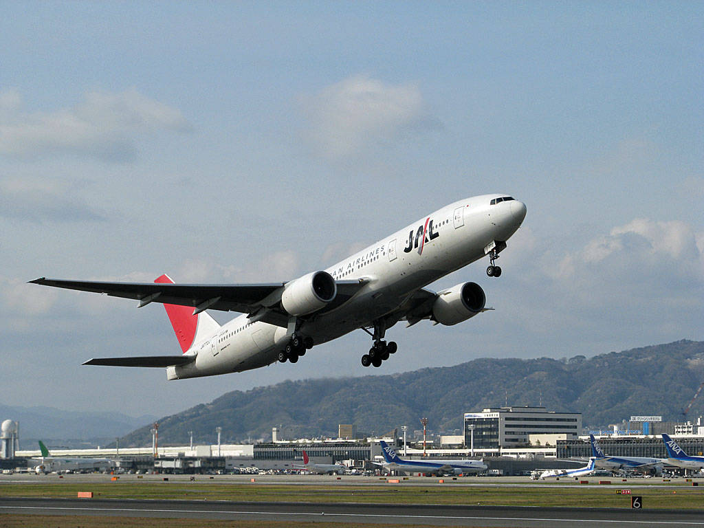 Japan Airlines Taking Off Taxiway Background