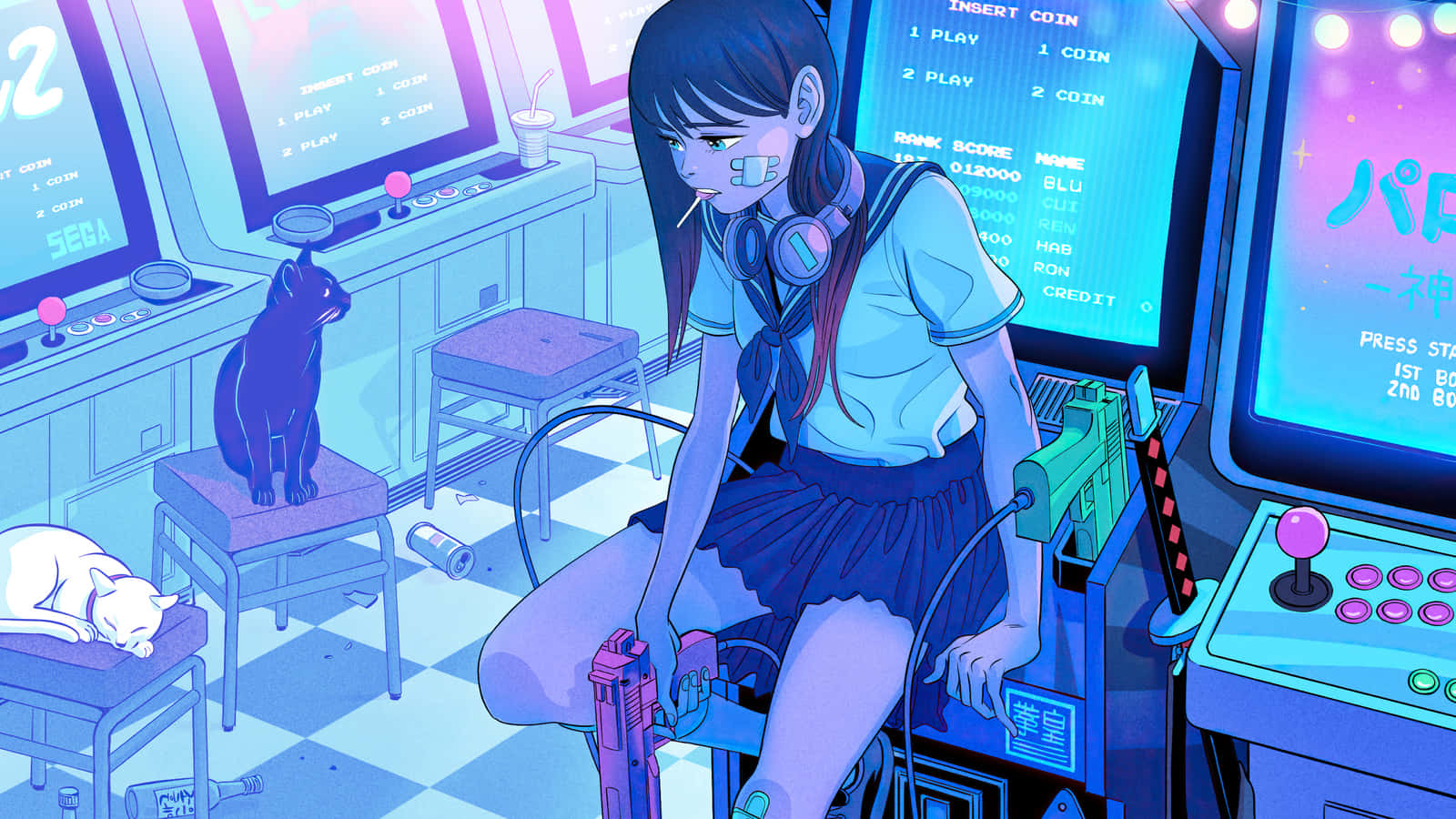 Japan Anime Arcade Game Wallpaper