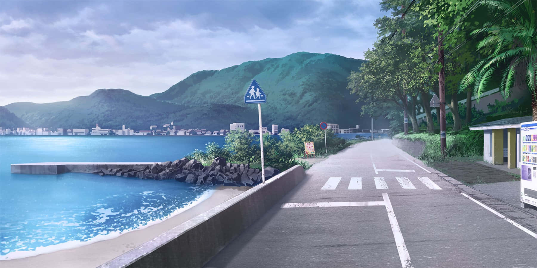 Japan Anime Harbor View Wallpaper