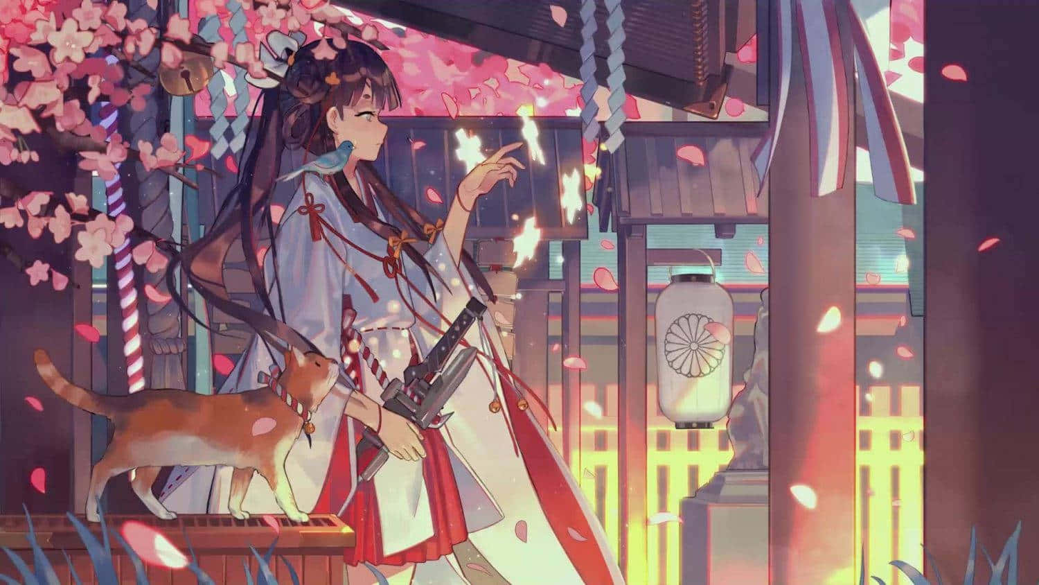 Ragazzagiapponese In Kimono Dell'anime Giappone Sfondo
