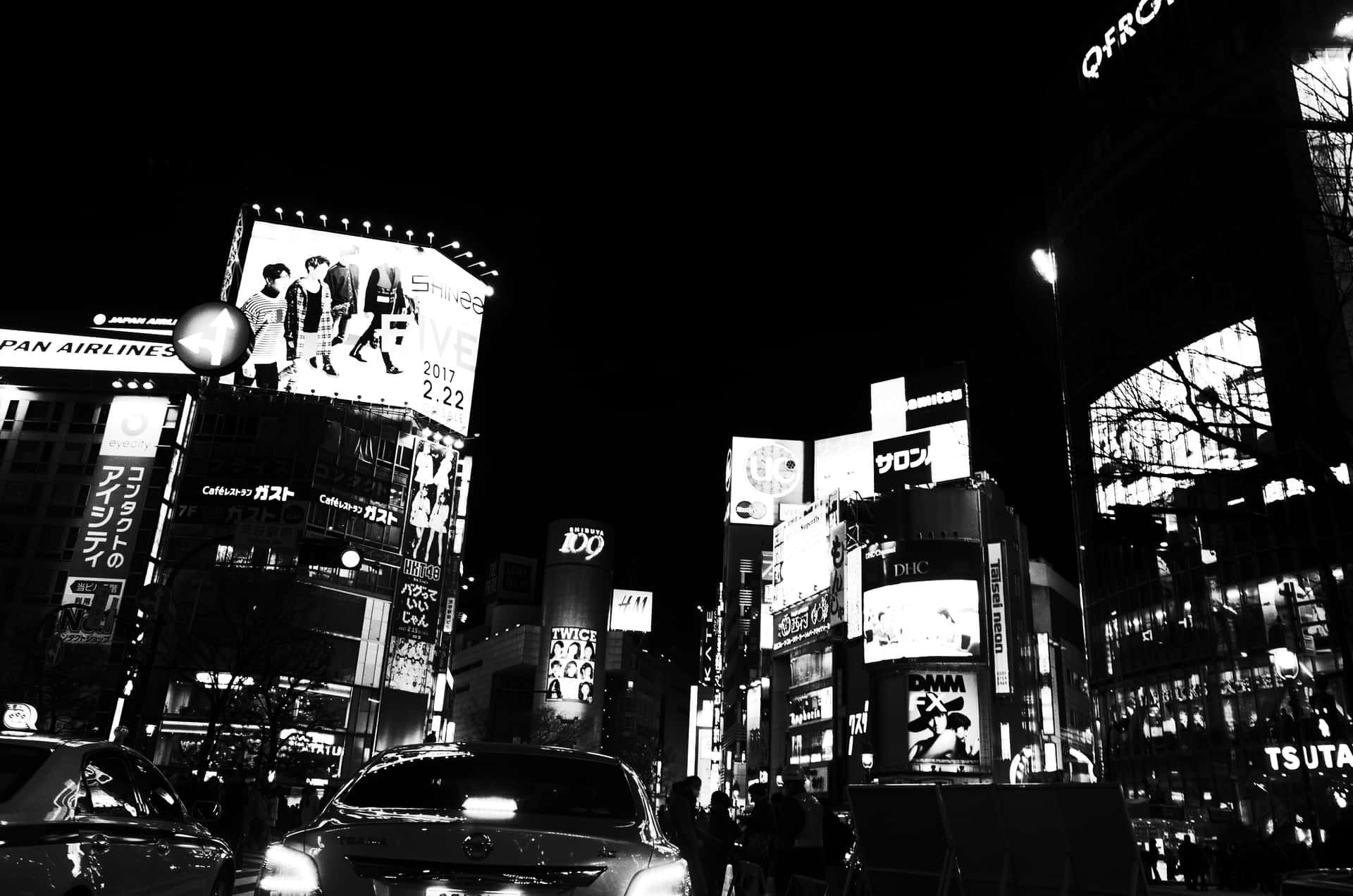Japan Black And White Shibuya Wallpaper