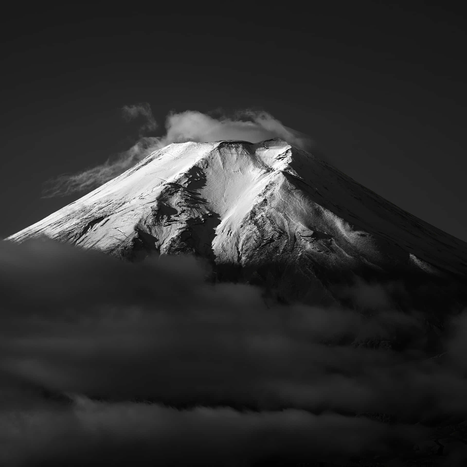 Japansvartvitt Mount Fuji Wallpaper