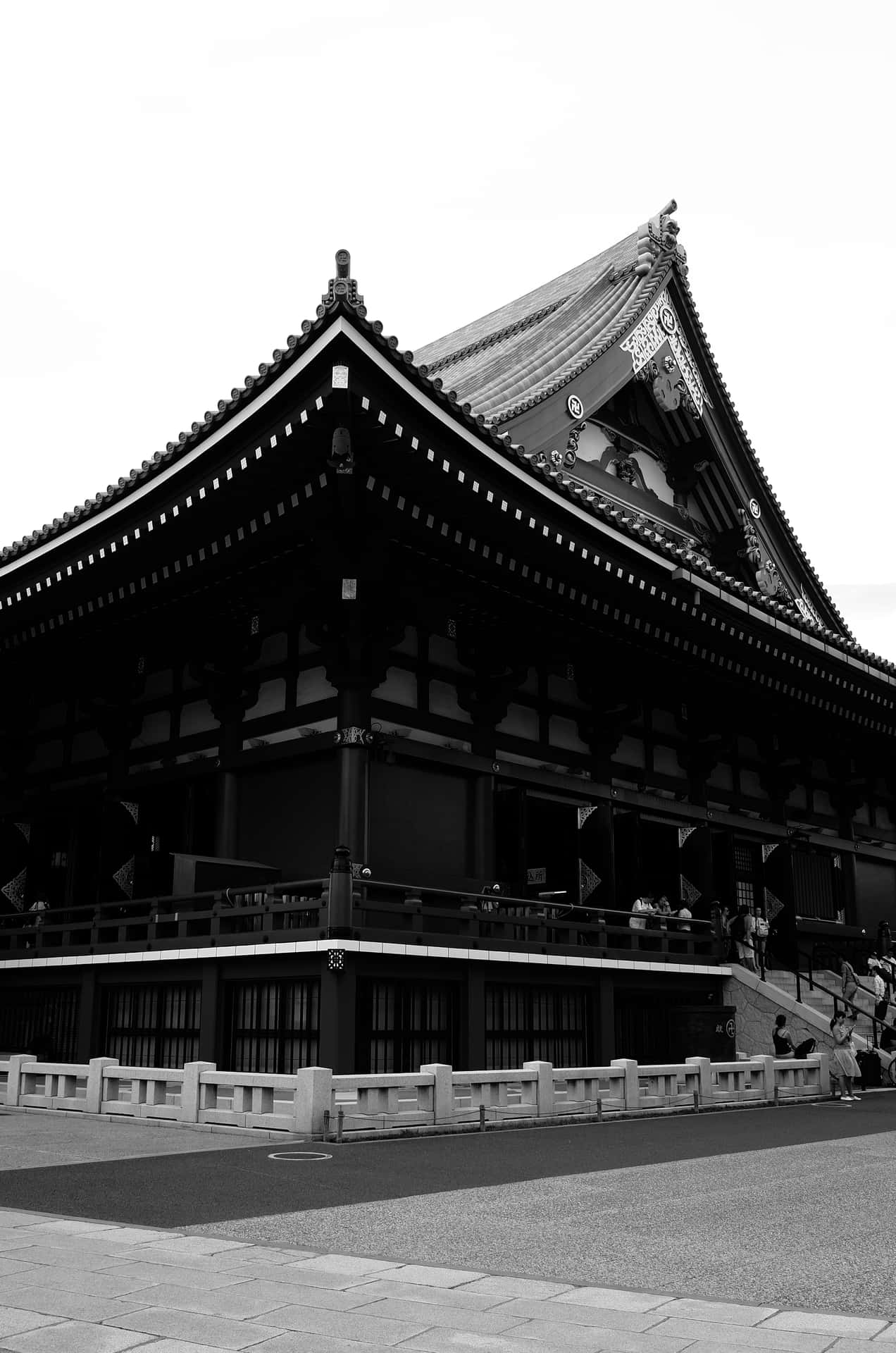 Templobudista En Blanco Y Negro En Japón. Fondo de pantalla