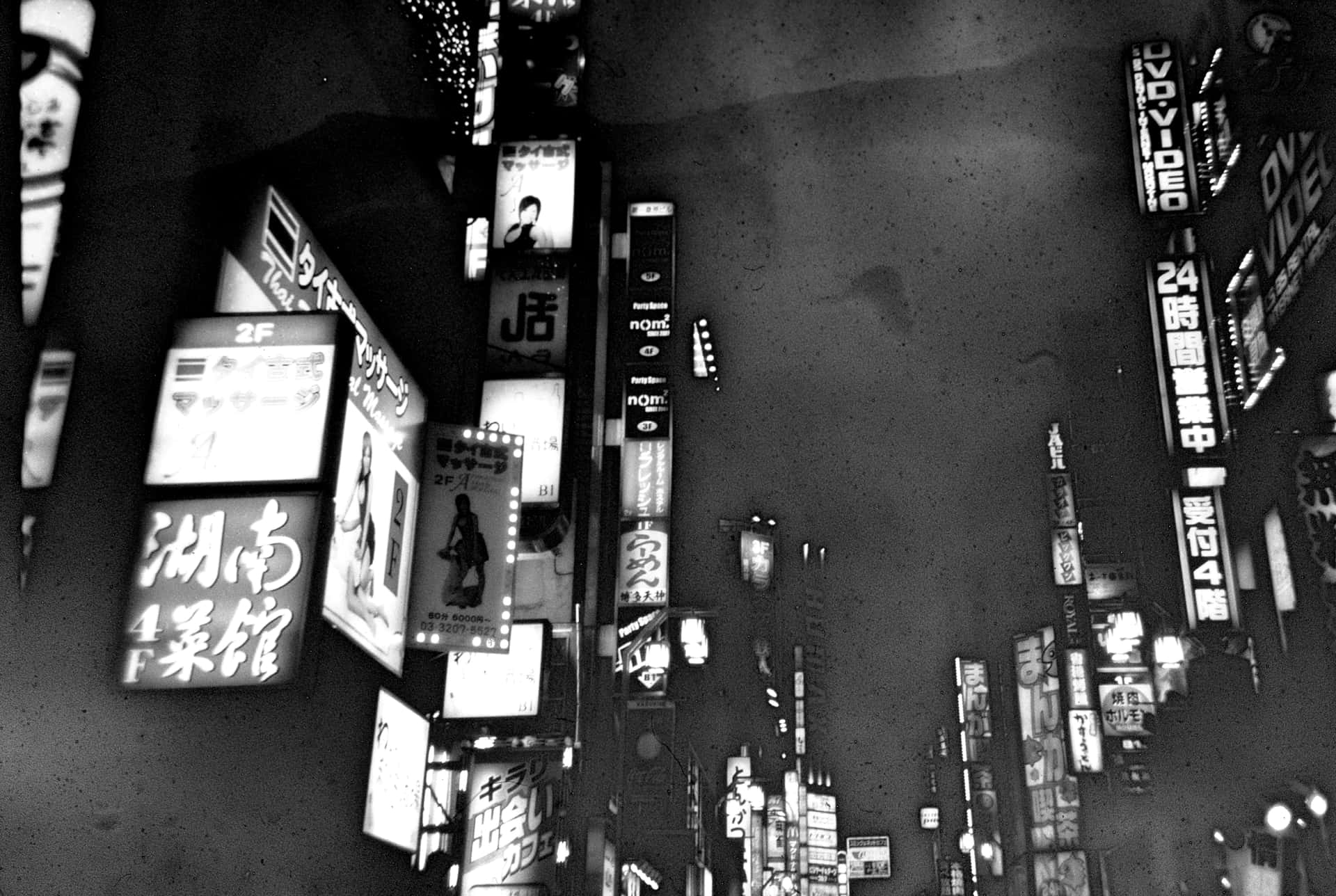 Japan Black And White Many City Signs Wallpaper