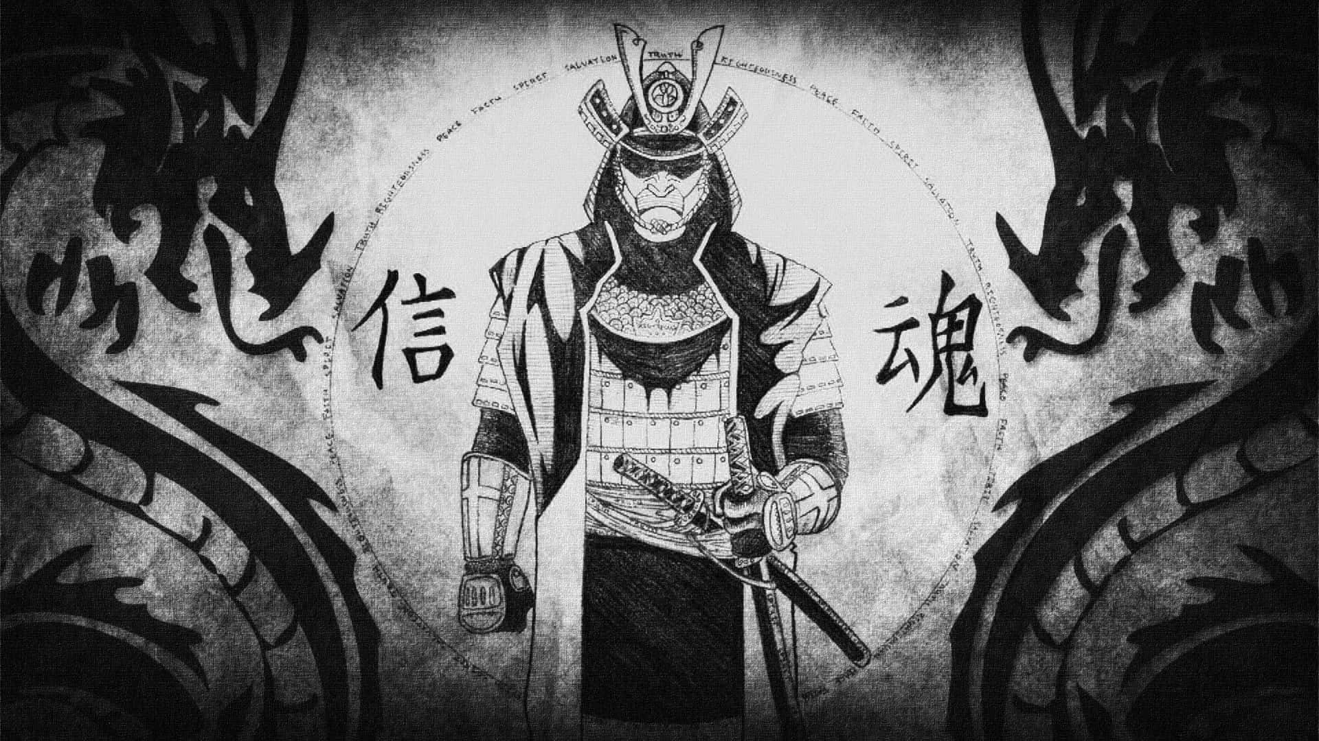 Giapponein Bianco E Nero - Samurai Sfondo