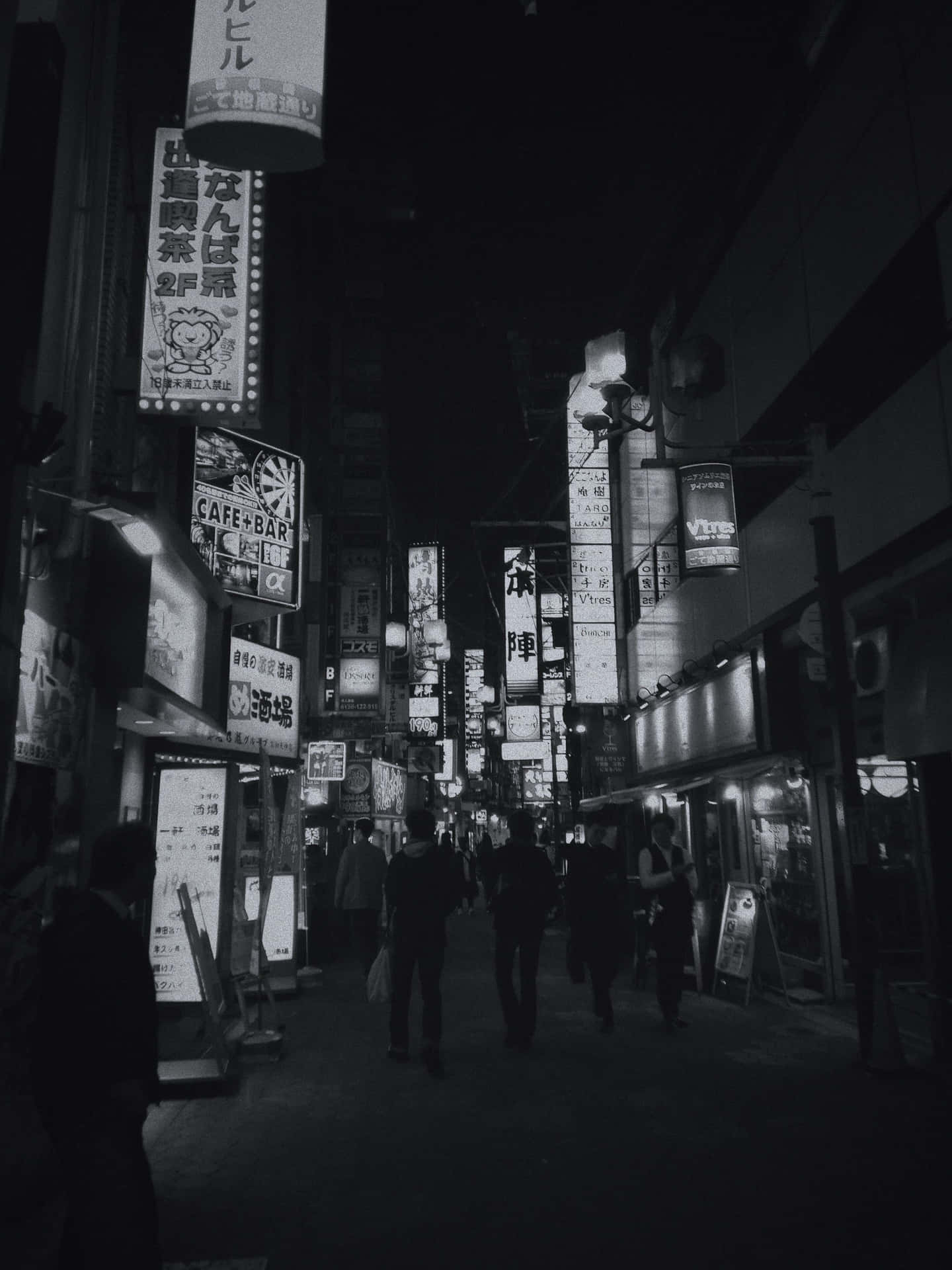 Japónseñales De La Ciudad En Blanco Y Negro. Fondo de pantalla