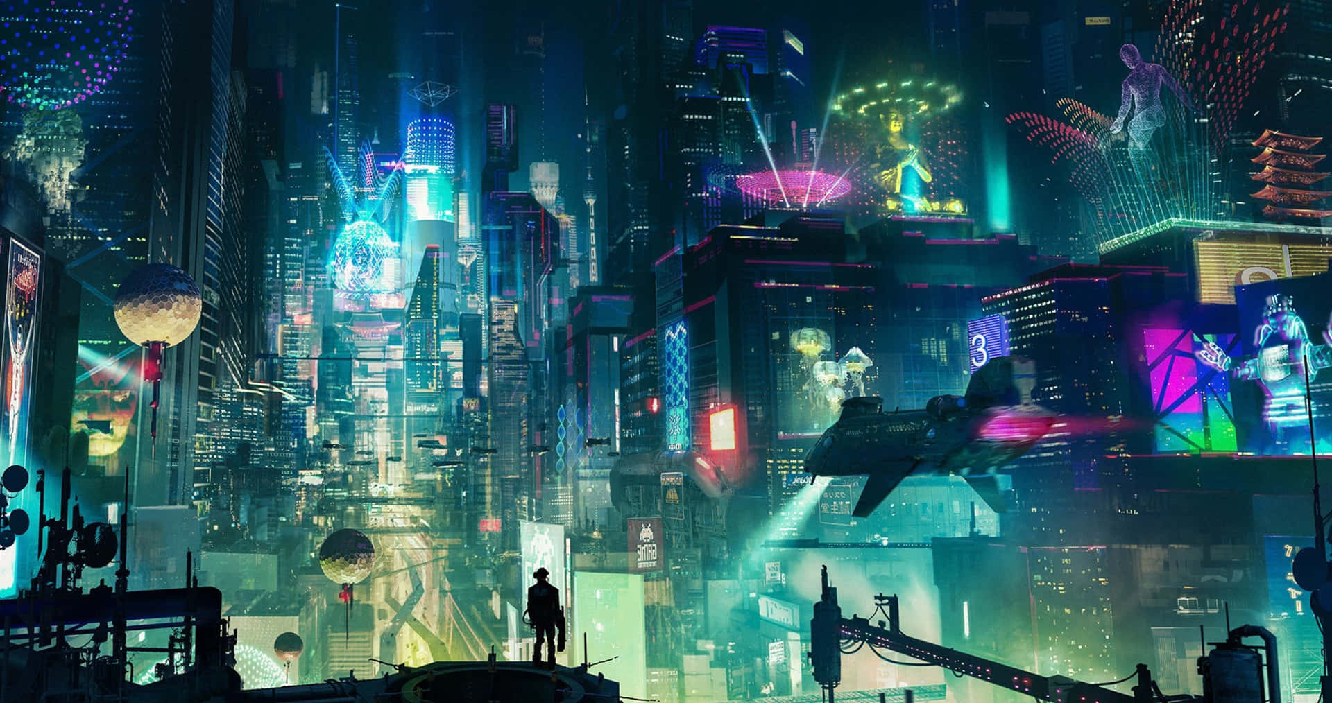 "A glimpse of the futuristic cyberpunk-style cityscape of Japan." Wallpaper